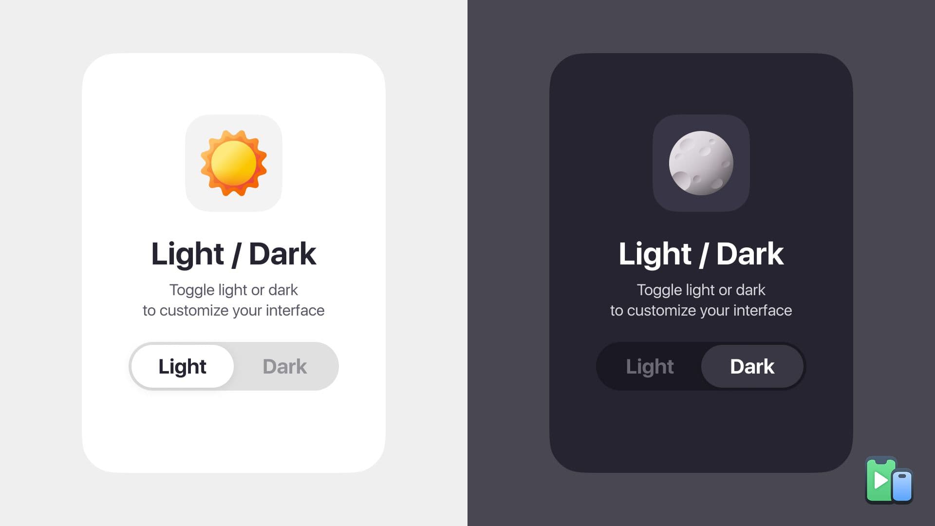 Light and dark mode interface example
